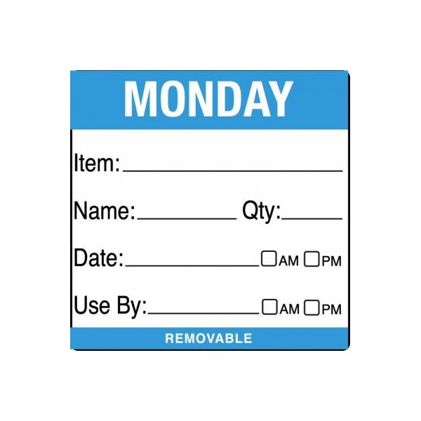 Removable Food Rotation Label (Roll 500) Monday