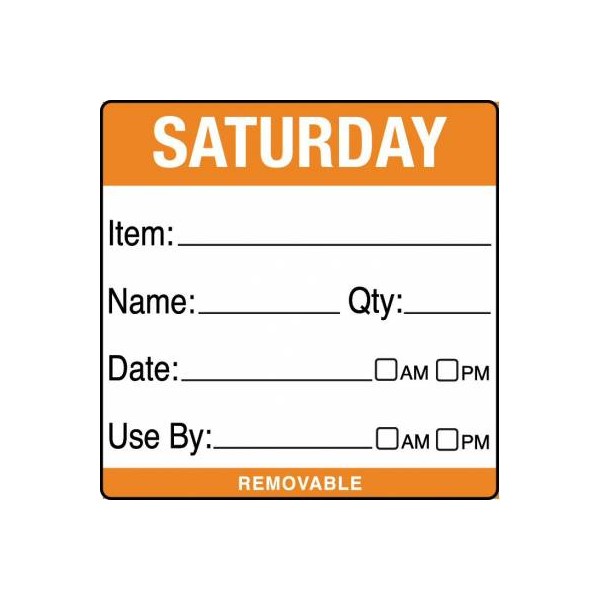 Removable Food Rotation Label (Roll 500) Saturday