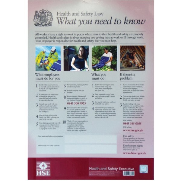 Health & Safety Law Poster 415(h) X 297(w)mm