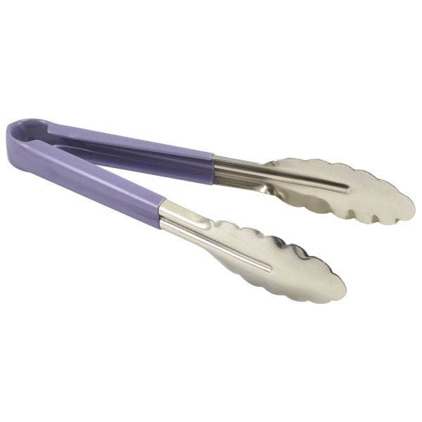Colour Coded Stainless Steel Tongs Purple Handle 31cm