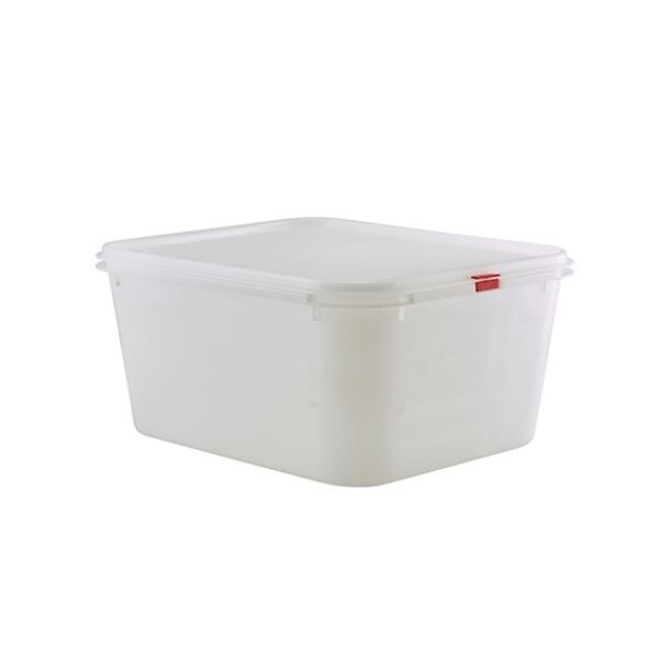 Gastronorm Food Storage Container With Lid And Colour Coded Clips GN 1/2 15cm Deep 10 Ltr