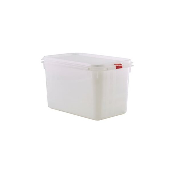 Gastronorm Food Storage Container With Lid And Colour Coded Clips GN 1/4 15cm Deep 4.5 Ltr