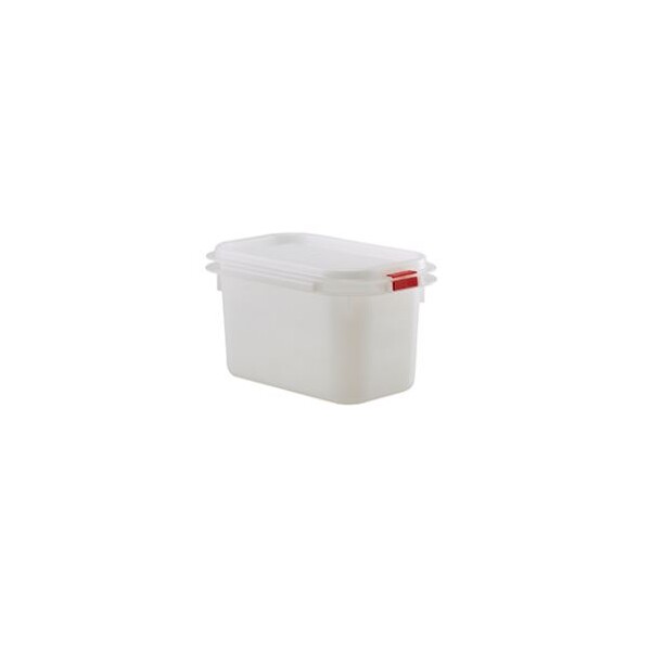 Gastronorm Food Storage Container With Lid And Colour Coded Clips GN 1/9 10cm Deep 1.1 Ltr