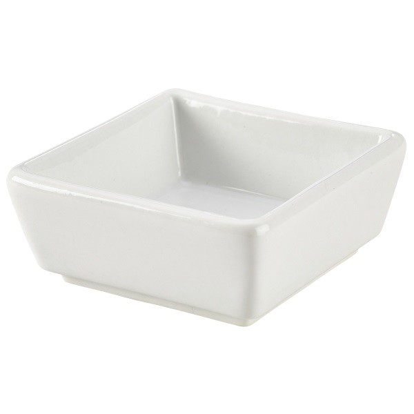Genware Porcelain Square Dish 8.5cm x 3.5cm (Box of 6)