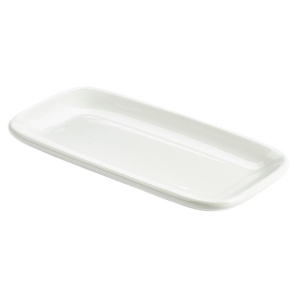 Genware Porcelain Rectangular Rounded Edge Plate 25cm x 13cm (Box of 6)