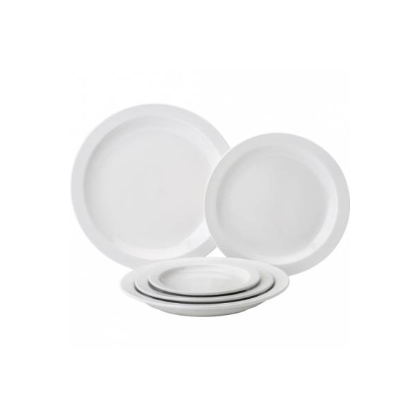 Pure White Porcelain Narrow Rim Plate 25.4cm (Box of 18)