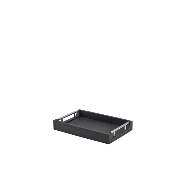 GenWare Solid Black Tray with Metal Handles 30 x 20cm