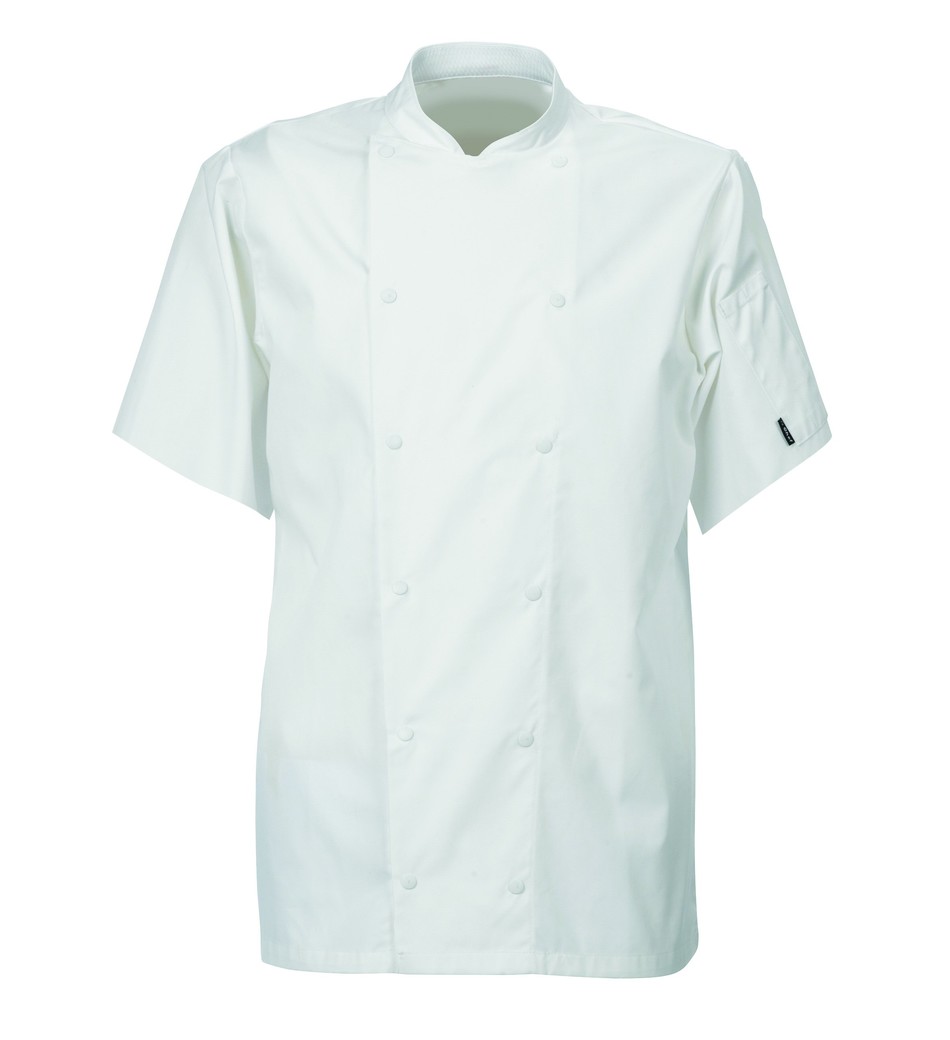 Le Chef DE92S Executive Jacket **Short Sleeves** With Capped Studs White