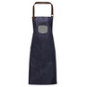 Waxed Look Bib Apron With Faux Leather Ties And Neckband 28" X 34"