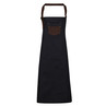 Waxed Look Bib Apron With Faux Leather Ties And Neckband 28" X 34"