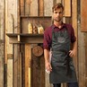 Waxed Look Bib Apron With Faux Leather Ties And Neckband 28" X 34"