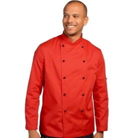 Chef Coat Black with red Uniforms and Long Sleeve Unisex Catering Jacket